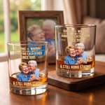 Personalised Retro Cartoon Photo Funny 10 oz Whisky Glass with Name and Year Housewarming Birthday Gift for Couple Wine Lovers Friends