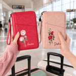 Personalized Birth Flower PU Leather Passport Holder Wallet with Name Travel Essential Birthday Gift for Women