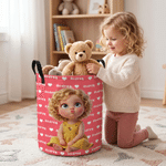 Personalized Cute Cartoon Character Large Waterproof Laundry Basket with Name Home Decor Housewarming Birthday Gift for Family