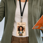 Portatessera personalizzato con foto, in stile 3D multicolore, con personaggi dei cartoni animati e testo sul retro – Regalo per il rientro a scuola e per la Festa degli insegnanti