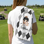 Personalised Cartoon Golf Character Sports Towel with Name and Hanging Clip Outdoor Activities Use Golf Club Birthday Gift for Golf Lover