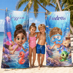 Personalised 3D-Style Design Photo Oversized Quick-Dry Beach Towel with Name Beach Party Summer Holiday Birthday Gift for Boy Girl Diving Lover