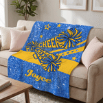 Personalised Multicolour Sparkle Cheerleading Skin-Friendly Warm Blanket with Name Cheer Camp Birthday Team Gift for Cheerleader