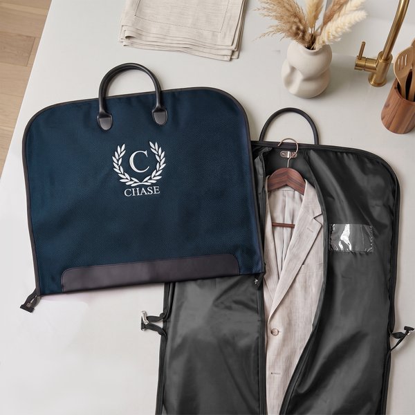 Personalised Durable Embroidered Name or Monogram Suit Bag with Leather Handle Travel Essentials Birthday Wedding Gift for Men Groomsmen