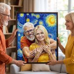 Personalisierte Van Gogh Kunst Stil Foto schwimmenden Rahmen Leinwand Drucke Wohnzimmer Home Decor Geburtstag Geschenk für Familie Freunde