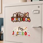 Personalized Cute Flower Pencil Teacher Elements Whiteboard Magnet with Title and Surname Interactive Teaching Tool Back to School Gift for Teachers
