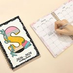 Personalised Pencil Initial 2026-2028 Planner A5 Spiral Notebook with Name and Monthly Planner Pages Birthday Teacher's Day Gift for Teacher