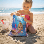 Personalised 3D-Style Design Photo Drawstring Bag with Name Beach Party Summer Holiday Birthday Gift for Boy Girl Diving Lover