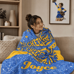 Personalised Multicolour Sparkle Cheerleading Skin-Friendly Warm Blanket with Name Cheer Camp Birthday Team Gift for Cheerleader