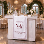 Personalized Elegant Cheers to Wedding Table Runner with Name and Initial Wedding Party Anniversary Bridal Party Gift for Newlyweds