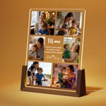 Luz nocturna acrílica LED personalizada con 6 fotos y nombre con base de madera regalo de cumpleaños y aniversario para familia amigos y pareja