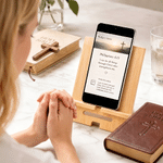 Personalized Pray Over It Cross Bible Phone Holder with Name Desk Decor Daily Use Birthday Gift for Friends Christians