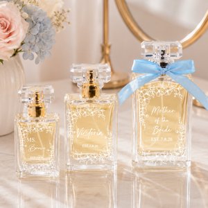 Personalized Floral Bow Refillable Durable 1-3 oz Glass Perfume Bottle with Name and Title Bridal Party Anniversary Wedding for Bridesmaid Best Friend