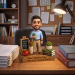 Personalized Teach Love Inspire Book Pencil Photo Wooden Figurine with Text Back to School Teacher's Day Gift for Teacher