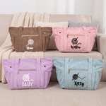 Personalised Crocheted Theme Design Large Corduroy Tote Bag with Name Daily Use Birthday Gift for Crochet Enthusiast Woman
