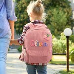 Personalized Cute Animal Flower Multicolor Corduroy School Bag with Name Back to School Birthday Gift for Boy Girl