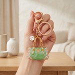 Personalised Multicolour Enamel Mini Bag Keyring with Initial Daily Use Anniversary Birthday Gift for Woman Girl