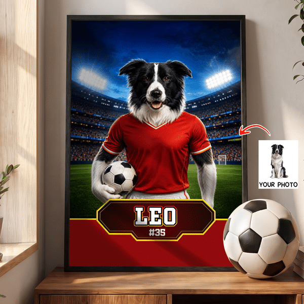 Personalised Ball Sports Pet Photo Canvas Poster Frameless Framed Painting with Name Pet Party Birthday Gift for Pet Owners Pet Lovers