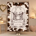 Custom Cowboy Tassel Throw Blanket with Names | Birthday Anniversary Wedding Gift for Newlyweds