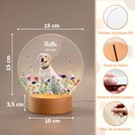 Veilleuse LED personnalisée avec photo, nom et date - Motif floral lumineux - Cadeau commémoratif pour propriétaires d'animaux