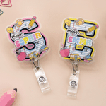 Enrouleur de badge personnalisé en forme de crayon et de pomme, multicolore, avec initiale, titre et nom de famille – Cadeau de la Journée des enseignants pour un enseignant, un mentor ou un coach, à 