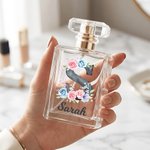 Personalised Watercolour Floral Initial Refillable Perfume Bottle with Name Daily Use Bridal Party Keepsake Birthday Gift for Woman Bride Bridesmaid