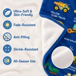 Personalised Construction Truck Blanket with Name – Soft Anti-Pilling Fleece Toddler Throw Gift for Kids