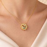 Personalized Dainty Magnetic Petals Flower 3-8 Heart Birthstone Necklace with Engraved Name Anniversary Mother's Day Gift for Mom Grandmom