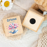 Personalized Mushroom Fairy Cartoon Animal Wooden Money Box Piggy Bank with Name and Date Birthday Anniversary Gift for Kids