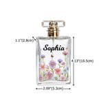 Personalized Birth Flower Glass Refillable Perfume Bottle with Name Daily Use Travel Atomizer Birthday Gift for Women Girls Friends
