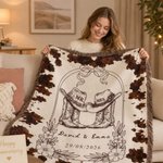 Custom Cowboy Tassel Throw Blanket with Names | Birthday Anniversary Wedding Gift for Newlyweds