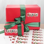 Etiquetas de regalo personalizadas e impermeables con nombre y diseño de Papá Noel y reno para decoraciones navideñas para familia y amigos