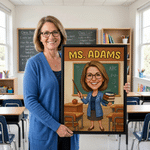 Personalized Funny Comic Book Style Teacher Photo Canvas Prints with Text Home Wall Decor Ship from USA Back to School Gift for Teacher Educator