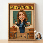 Personalized Funny Comic Book Style Teacher Photo Canvas Prints with Text Home Wall Decor Ship from USA Back to School Gift for Teacher Educator