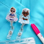 Personalized Cartoon Medical Character Acrylic Retractable Badge Reel with Name Nurses' Day Appreciation Birthday Gift for Doctor Nurse