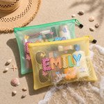 Personalized Butterfly Heart Pattern Oil Painting Style Waterproof Zipper Beach Bag with Name Beach Party Birthday Gift for Kids Women