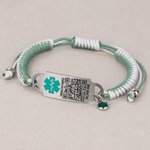 Personalised Adjustable Rope Medical Alert ID Bracelet with Birthstone and Text Emergency Allergy Gift for Men Women