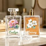Personalised Birth Flower Refillable Perfume Bottle with Name Anniversary Wedding Gift for Woman Bride Bridesmaid