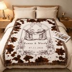 Custom Cowboy Tassel Throw Blanket with Names | Birthday Anniversary Wedding Gift for Newlyweds