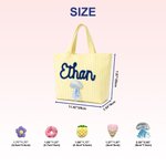 Personalized Cute Striped Flower Donut Pineapple Charm Handbag with Embroidery Name Summer Vacation Beach Party Birthday Gift for Kids
