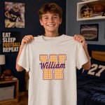 Personalized Multicolor Checkered Letter 100% Cotton Unisex T‑shirt with Name Daily Wear Birthday Game Day Gift for Students Friends Family