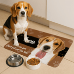 Personalized Funny Pet Photo PU Leather Waterproof Pet Feeding Mat with Name and Text Pet Supplies Birthday Gift for Pet Owner