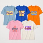 Personalized Multicolor Checkered Letter 100% Cotton Unisex T‑shirt with Name Daily Wear Birthday Game Day Gift for Students Friends Family