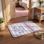 Personalized the Roomies Multicolour Stripe Anti-Slip Doormat with Name and Bow Initial Dorm Room Decor Back to School Birthday Gift for Women Friends