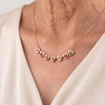 Personalized Dainty Magnetic Petals Flower 3-8 Heart Birthstone Necklace with Engraved Name Anniversary Mother's Day Gift for Mom Grandmom