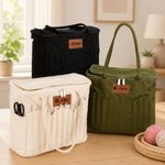 Personalised Crochet Hook Design Multi-Compartment Storage Bag with PU Leather Name Label Anniversary Birthday Gift for Grandma Knitting Lover