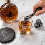 Personalized Simple Line Drawing Style Photo Whisky Glass 4 Stones Wooden Box Set with Text Valentine's Day Birthday Anniversary Gift for Men