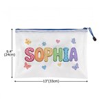 Personalized Butterfly Heart Pattern Oil Painting Style Waterproof Zipper Beach Bag with Name Beach Party Birthday Gift for Kids Women