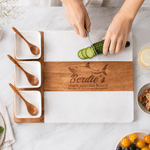 Personalised Shark Acacia Marble 11 Pcs Chopping Board Coaster Set with Name Kitchen Use Housewarming Birthday Gift for Family Friends