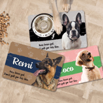 Personalized Funny Pet Photo PU Leather Waterproof Pet Feeding Mat with Name and Text Pet Supplies Birthday Gift for Pet Owner